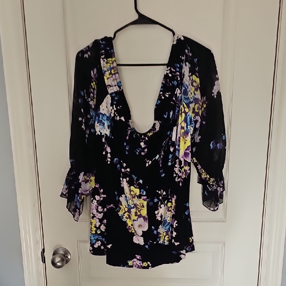 Torrid Black Floral Off The Shoulder Blouse - Picture 3 of 6